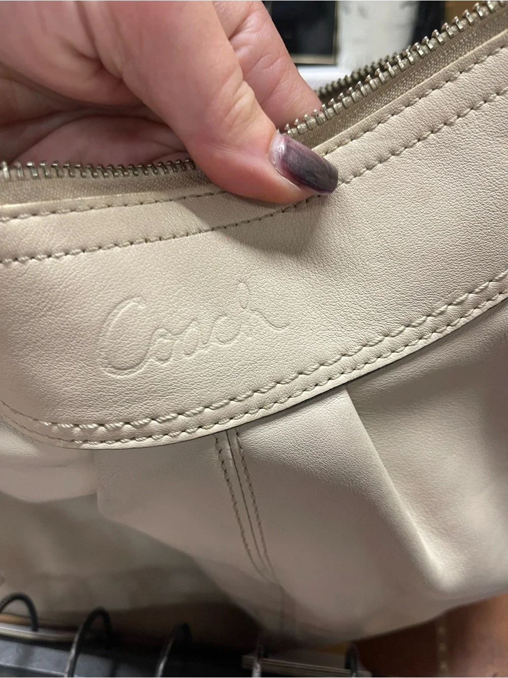 COACH Hobo Pleated One Shoulder Bag Shoulder White/cream no 00973-7373